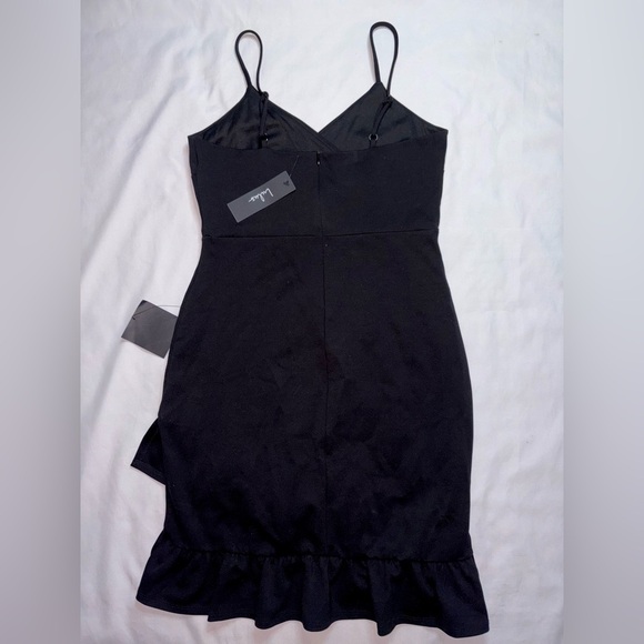 Lulus NWT Size M Black Sealed With A Kiss Ruffle Bodycon Mini Dress - Picture 7 of 9